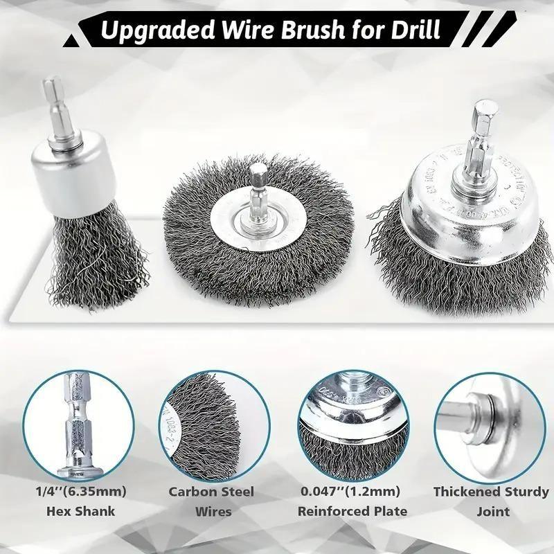 Wheel Brush 3" Drill To Metal Connector