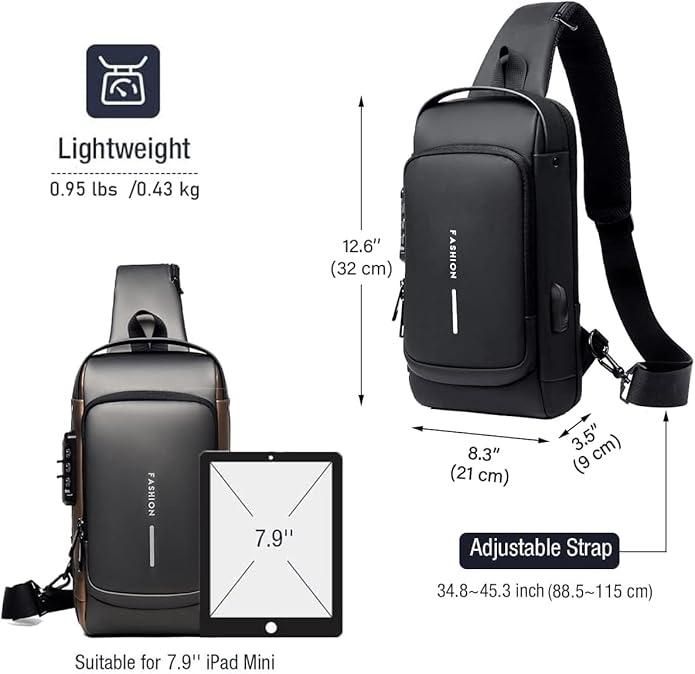 Crossbody Sling Bag With USB Charging Port (Unisex)
