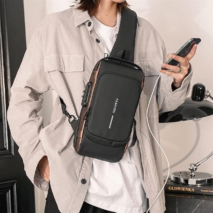 Crossbody Sling Bag With USB Charging Port (Unisex)