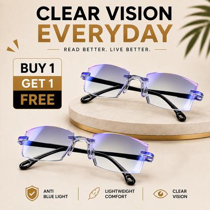 Buy One Get One Free - Rimless One Power Reading Glasses