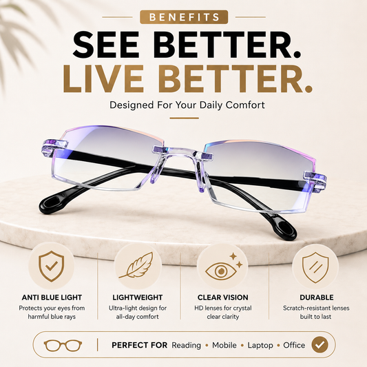 Buy One Get One Free - Rimless One Power Reading Glasses