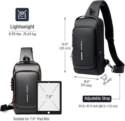 Crossbody Sling Bag With USB Charging Port (Unisex)