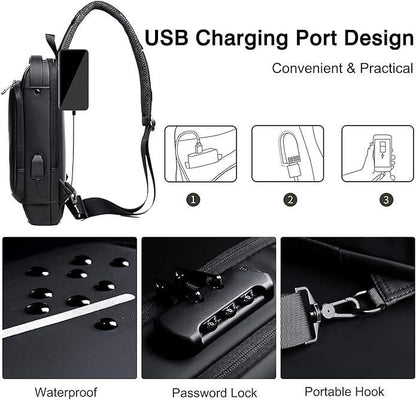 Crossbody Sling Bag With USB Charging Port (Unisex)